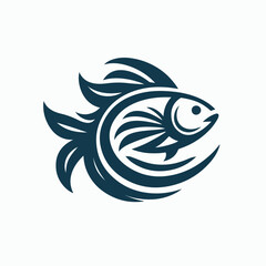 fish illustration icon with water