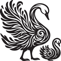 Fototapeta premium illustration, graphic, outline, silhouette, wing, beak, bird, duck, isolated, shape