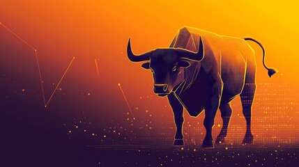 Bull market illustration bold creative scene with a bull symbolizing strong upward market movement generative ai