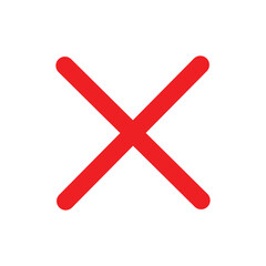 Thin red x icon cross symbol on white background. Emergency medical symbol for healthcare icon vector flat illustration design. 