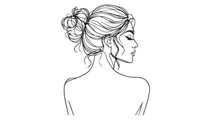 Continuous one single minimal line drawing woman