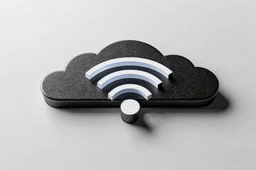 Cloud IOT with wifi sign and Internet of Things symbol, depicted by a sleek black line isolated on a clean white background, is fully editable and represents seamless communication and convenience off