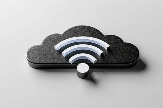 Cloud IOT with wifi sign and Internet of Things symbol, depicted by a sleek black line isolated on a clean white background, is fully editable and represents seamless communication and convenience off