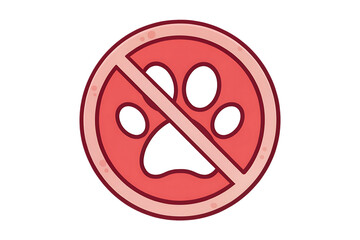 Obraz premium Pet-Free Zone Sign – Circular Prohibition Symbol Over Paw Print for Animal Restriction Areas