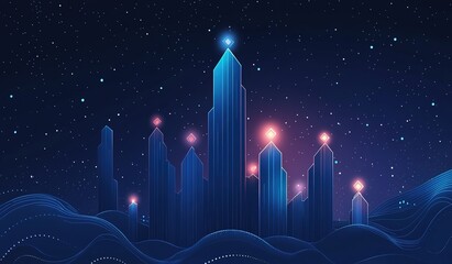 Futuristic Glowing Cityscape At Night