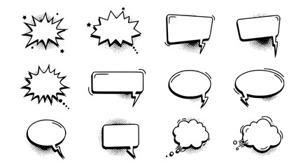 Fototapeta premium Comic Book Speech Bubbles Pop Art Cartoon Dialog Boxes Vector 