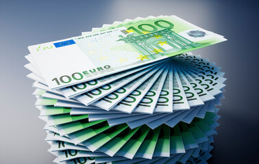 Large stack of 100 Euro bank notes - 3D illustration