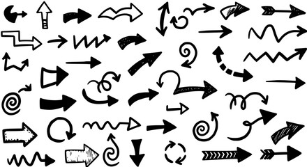 Hand-Drawn Arrow Icons Black Arrows Doodle Arrows Vector Arrows Clipart