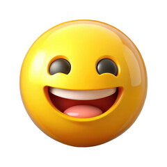 Fototapeta premium Happy yellow emoticon 3D render joyful face emoji isolated on transparent background