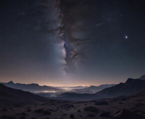 Fototapeta premium Stunning night sky panorama, glittering stars and cosmic dust , dust, galactic