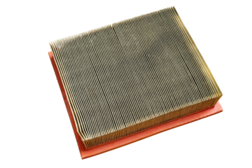 New or old car engine air filter on a white background. The image shows a part that is important for the maintenance of the car and its proper operation.