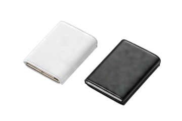 Two sleek. modern charging adapters in contrasting colors. placed symmetrically on a clean surface. showcasing their design and functionality for tech enthusiasts