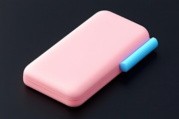 Pink rectangular device with teal accent