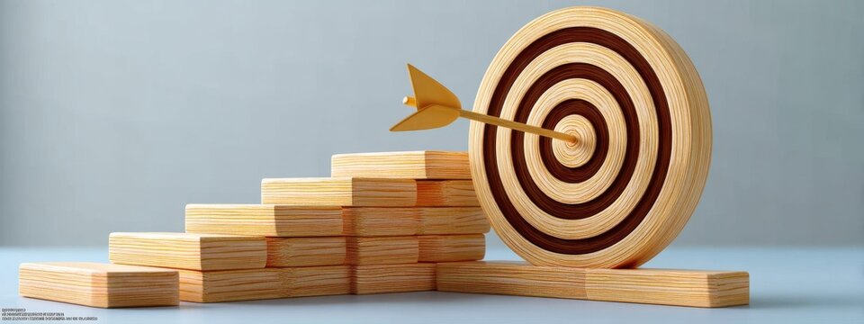 target and arrow represent setting a clear goal, achieving success and achievement through actionable steps, effective strategy, steady progress, focused aim, strong motivation, and clear direction