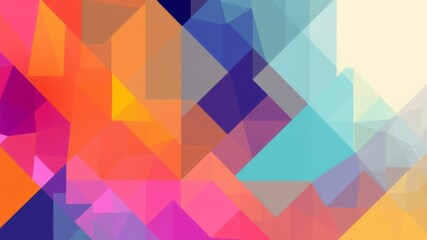 Obraz premium Abstract geometric background with vibrant colorful translucent triangles and diamond shapes creating a dynamic modern design.