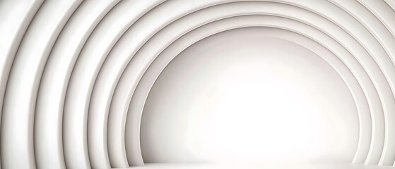 Obraz premium White concentric arches form a minimalist, clean, architectural, abstract backdrop