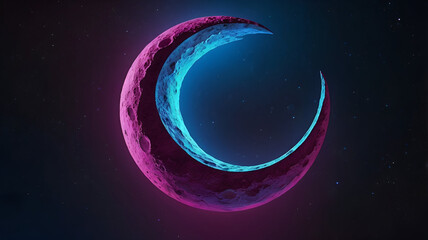 abstract colorful neon moon