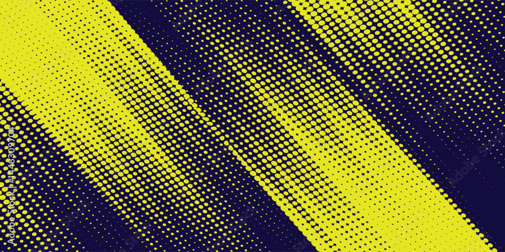 Canvas Prints yellow halftone on blue background. vector dotted sparkles or halftone shine pattern texture pop art