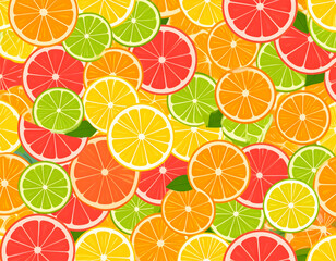Obraz premium Colorful Citrus Fruit Slices Pattern Background