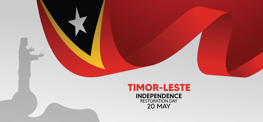 Timor-Leste Independence Restoration Day 20 May flag ribbon vector poster