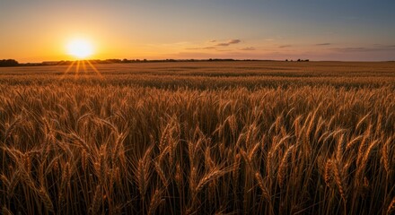 wheat field at sunset