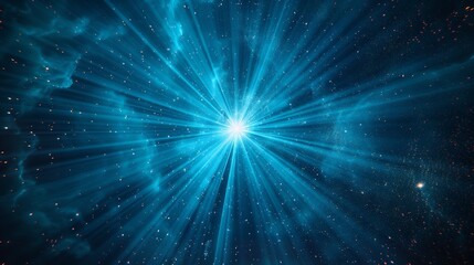 Fototapeta premium Radiant beam of light shining in vast darkness, creating ethereal minimalist Zen ambiance.