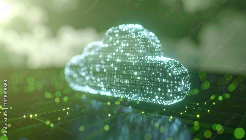 Poster digital cloud data storage icon connecting to network technology concept for cloud computing data tr