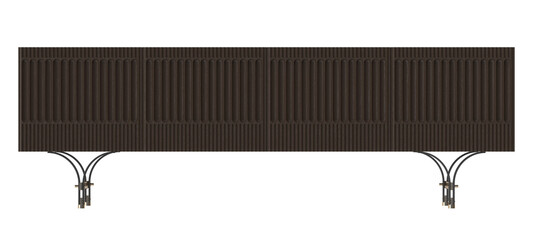 Dark Fluted Modern Sideboard Front View Isolated