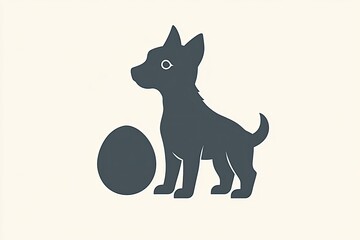 Dog and Egg Silhouette
