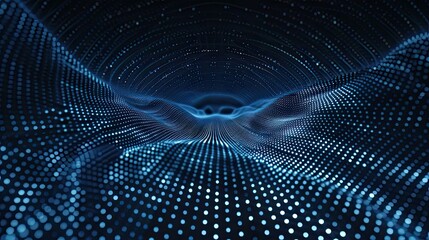 Obraz premium Abstract digital wave pattern with glowing dots creating a sense of depth and movement.