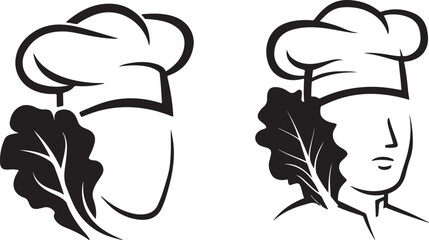 Chef's head with a leaf logo icon image
