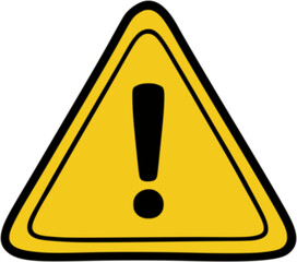 Warning triangle icon. Yellow caution warn in png. Warning sign with exclamation mark. Alert warn in triangle. Road sign alert.
