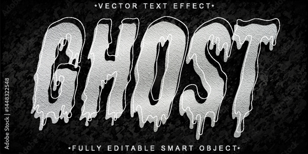Poster horror dripping ghost vector fully editable smart object text effect
