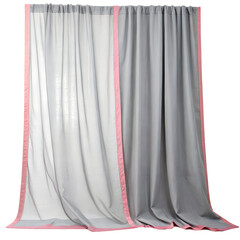 Watercolor Gray curtain  border, pink isolated on transparent background