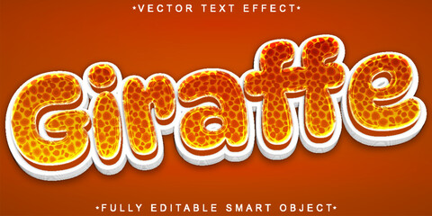 Cartoon Orange Giraffe Vector Fully Editable Smart Object Text Effect © HUMA