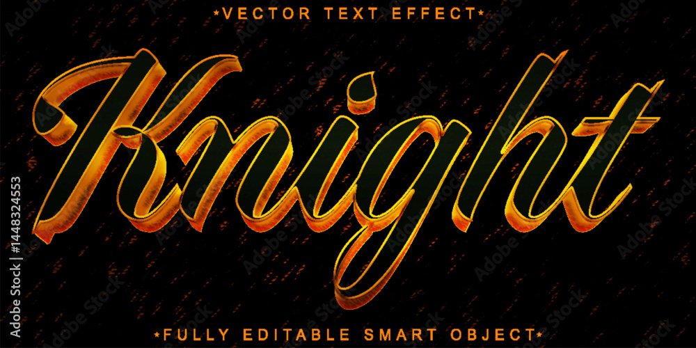 Poster knight vector fully editable smart object text effect