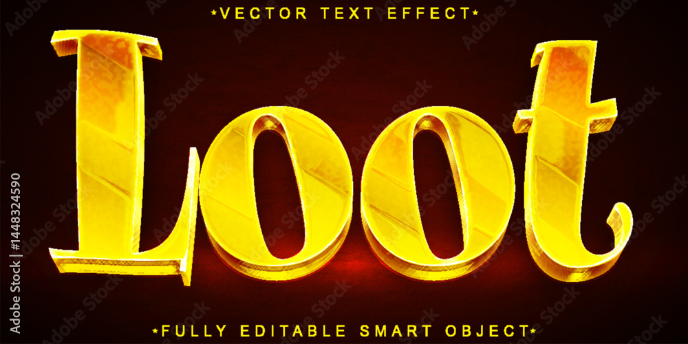 Poster loot vector fully editable smart object text effect