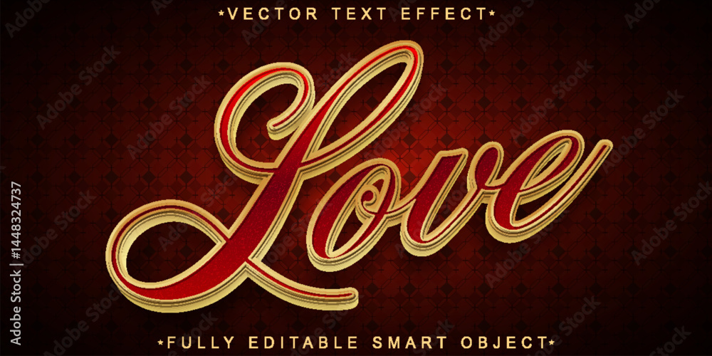 Poster red love vector fully editable smart object text effect