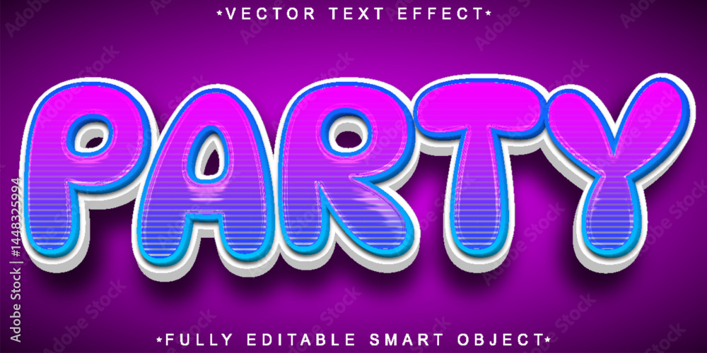 Poster shiny party vector fully editable smart object text effect