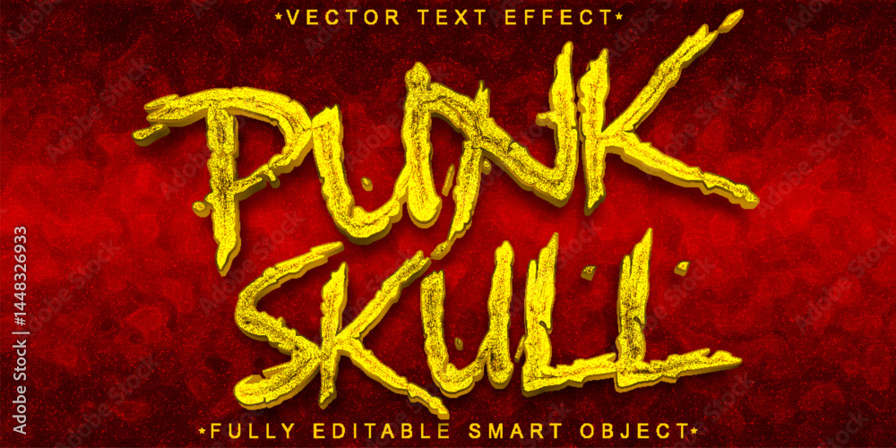 Poster punk skull vector fully editable smart object text effect