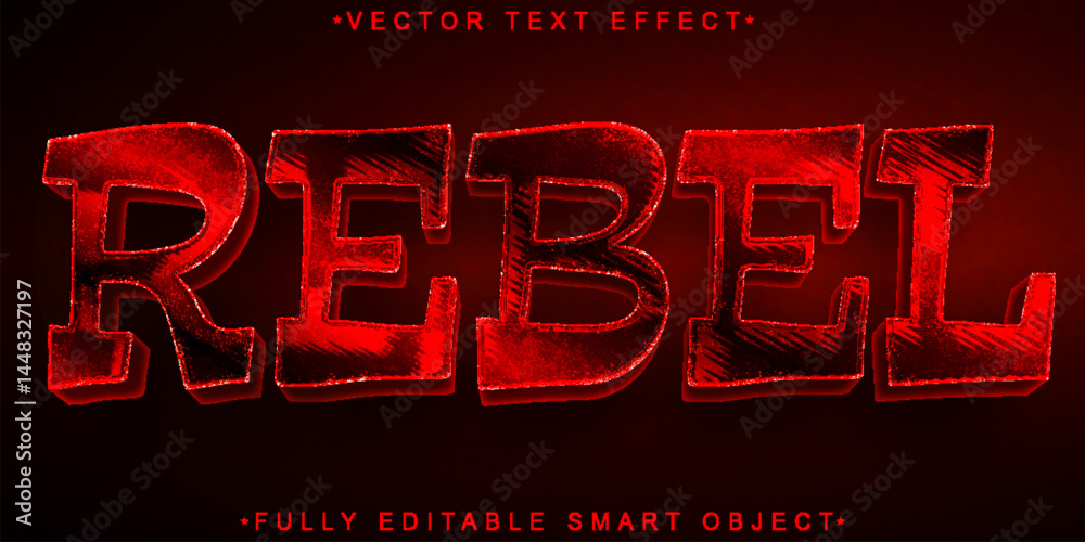 Poster red rebel vector fully editable smart object text effect