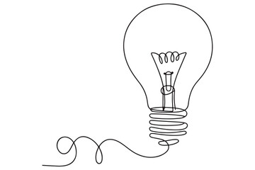 Light bulb isolated on white light bulb one line outline vector art illustration
