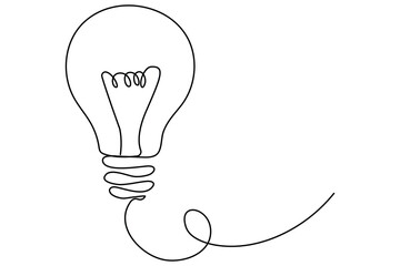 Light bulb isolated on white light bulb one line outline vector art illustration
