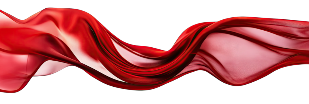 Flowing red fabric gracefully drapes across a soft background. creating a sense of elegance and movement. ideal for use in design. fashion. or artistic projects