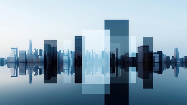 A surreal city skyline designed using mathematical functions and geometric principles
