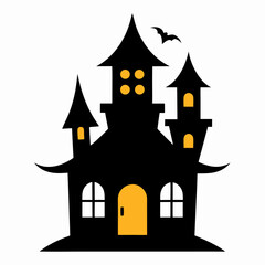 halloween castle with moon
