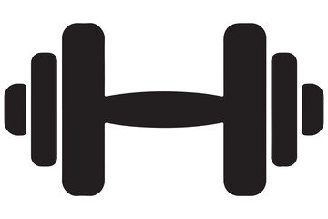 Obraz premium Simple black dumbbell icon for fitness and workout themes 