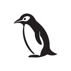 Black silhouette of a penguin, representing cold climates and Antarctic wildlife.