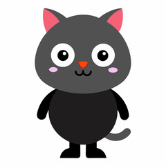 cartoon, animal, illustration, vector, cat, funny, cute, pet, monster, toy, character, isolated, black, drawing, fun, mammal, sweet, dog, halloween, kitten, baby, art, smile, owl, face
