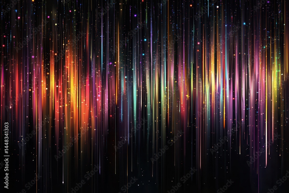 Poster vibrant abstract lines of color creating a dynamic visual effect in a dark background